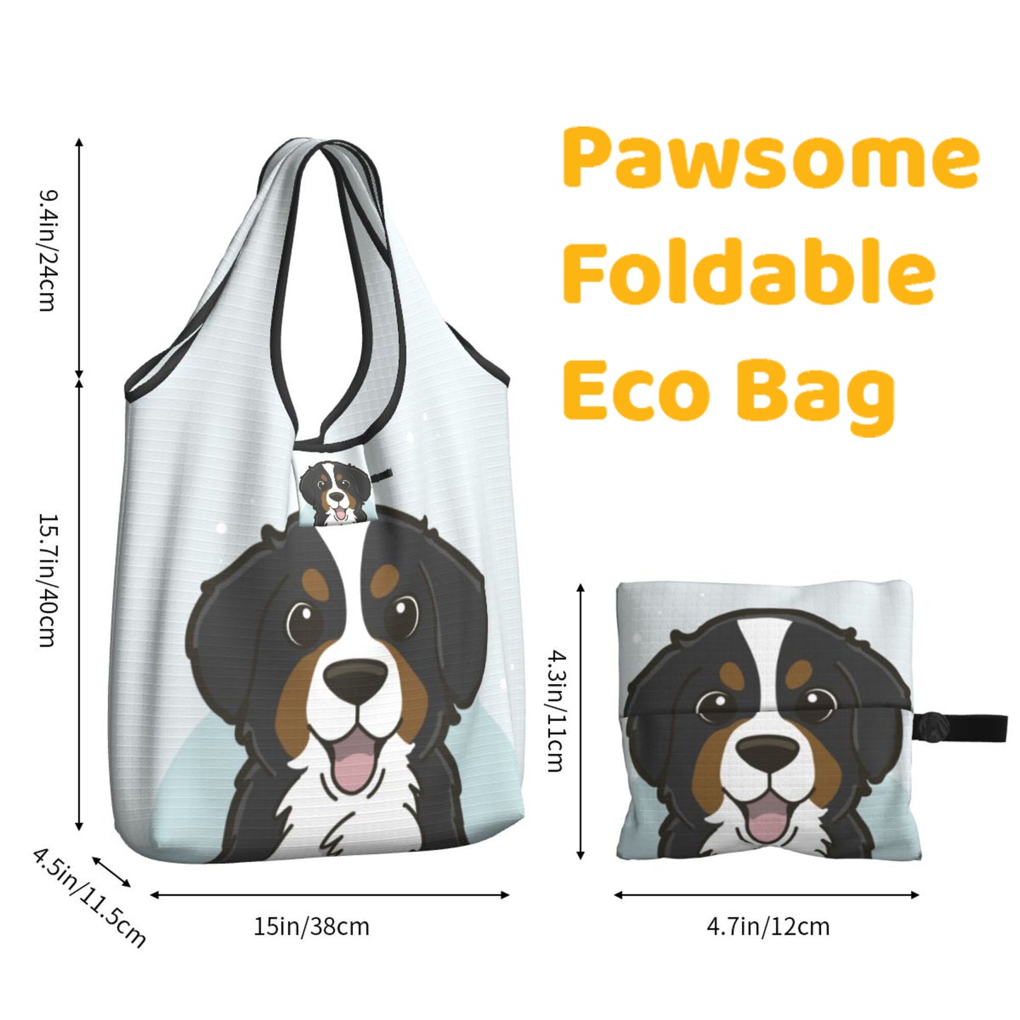 Bernese Mountain Dog Foldable Eco Bag | Durable & Waterproof Reusable Bag