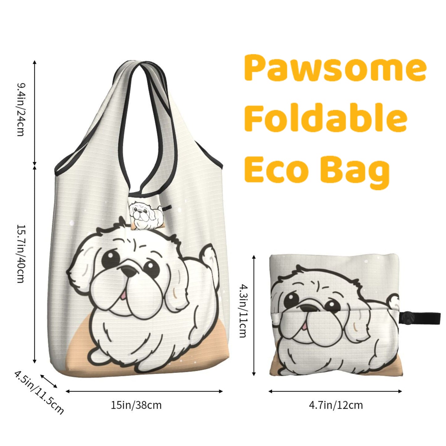 Pekingese Foldable Eco Bag | Durable & Waterproof Reusable Bag