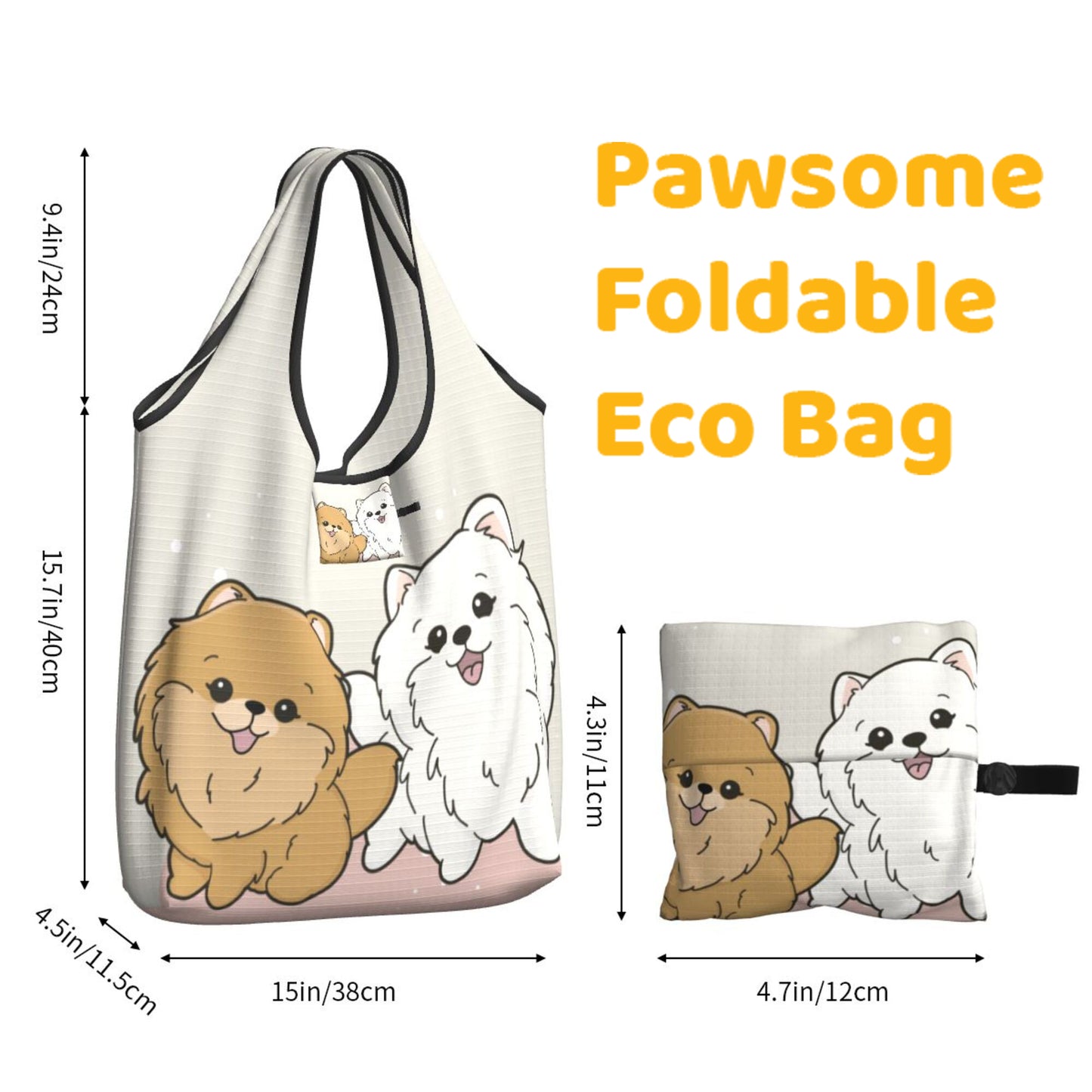 Pomeranian Foldable Eco Bag | Durable & Waterproof Reusable Bag