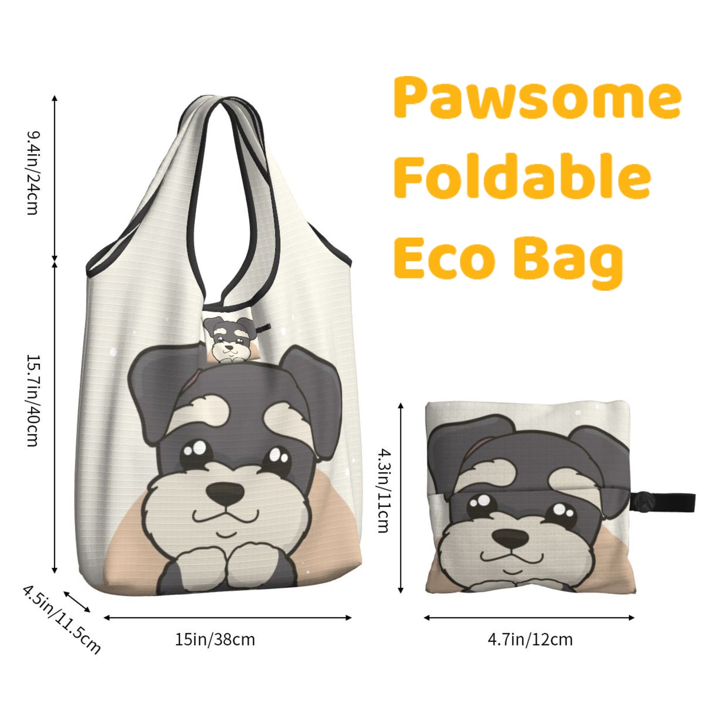 Schnauzer Foldable Eco Bag | Durable & Waterproof Reusable Bag