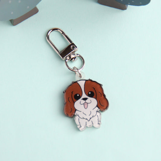 3cm Mini Cavalier King Charles Spaniel Acrylic Keychain - Cute Dog Breed Collectible