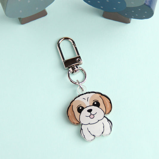 3cm Mini Shih Tzu Acrylic Keychain - Cute Dog Breed Collectible - Pawsome Island