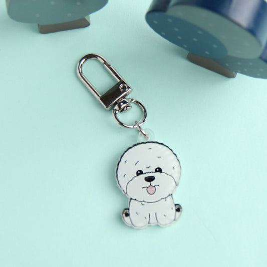 3cm Mini Bichon Acrylic Keychain - Cute Dog Breed Collectible