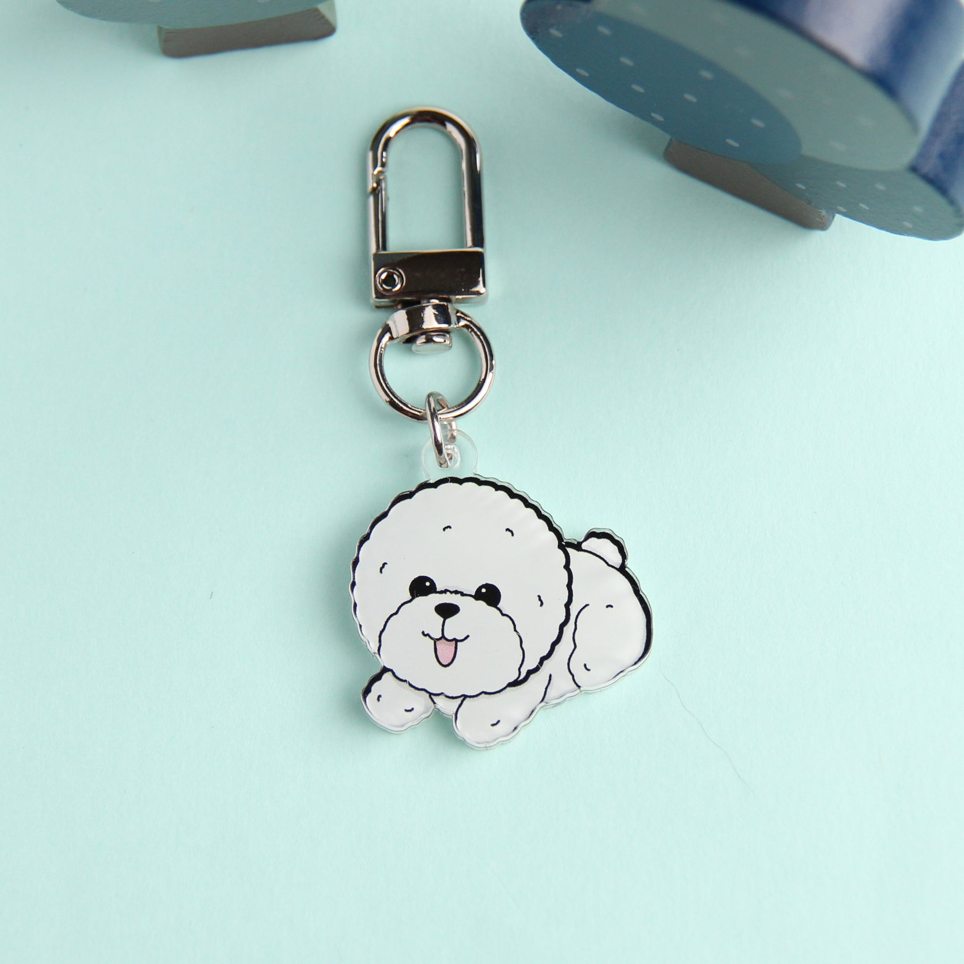 3cm Mini Bichon Acrylic Keychain - Cute Dog Breed Collectible - Pawsome Island