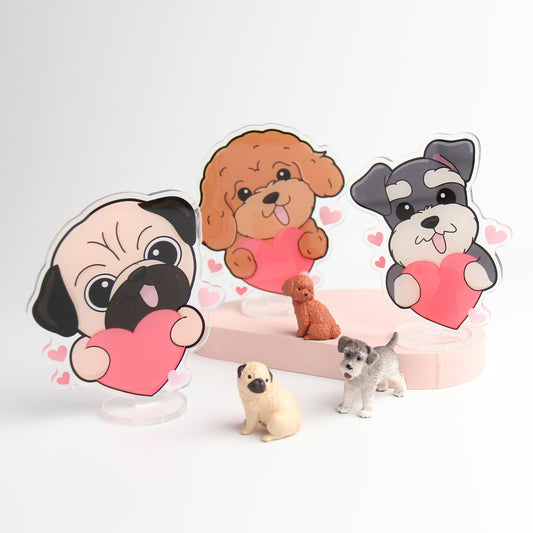 Double-Sided Love you Acrylic Stand, Cute Dog Cheering Desk Decor