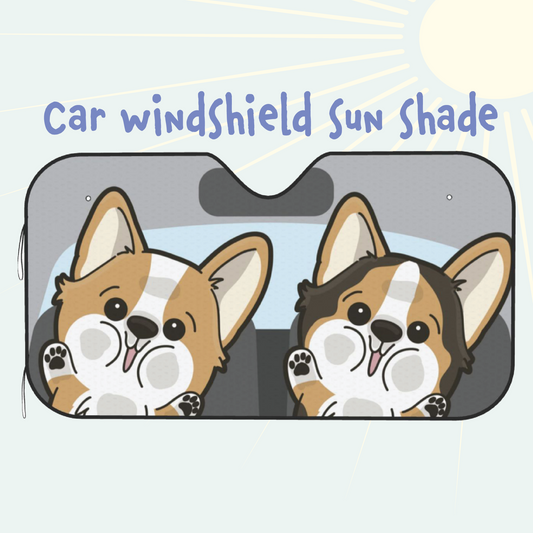 Corgi Car Windshield Sun Shade, Cute Dog UV Protector, Pet Auto Sunshade - Pawsome Island