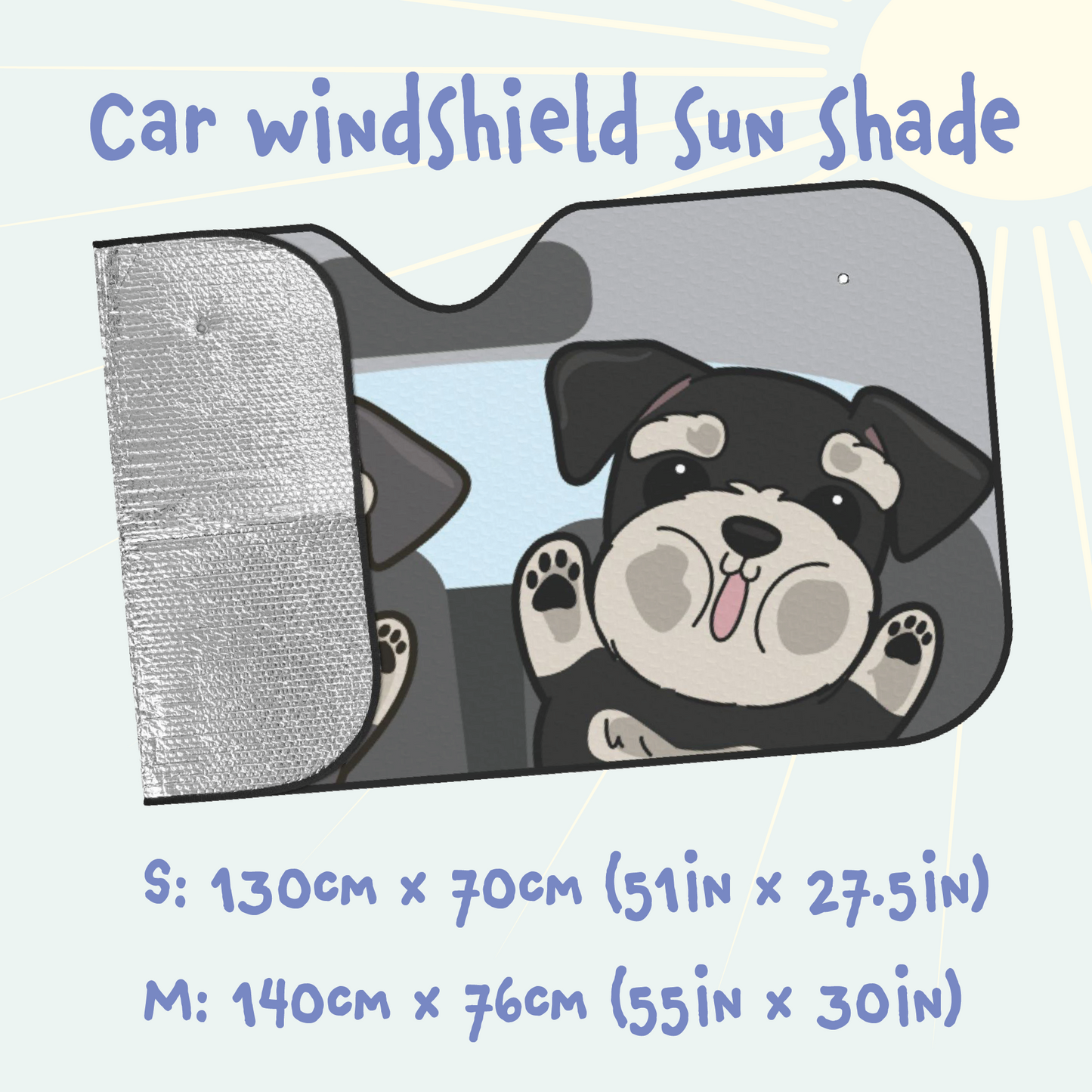 Schnauzer Car Windshield Sun Shade, Cute Dog UV Protector, Pet Auto Sunshade - Pawsome Island