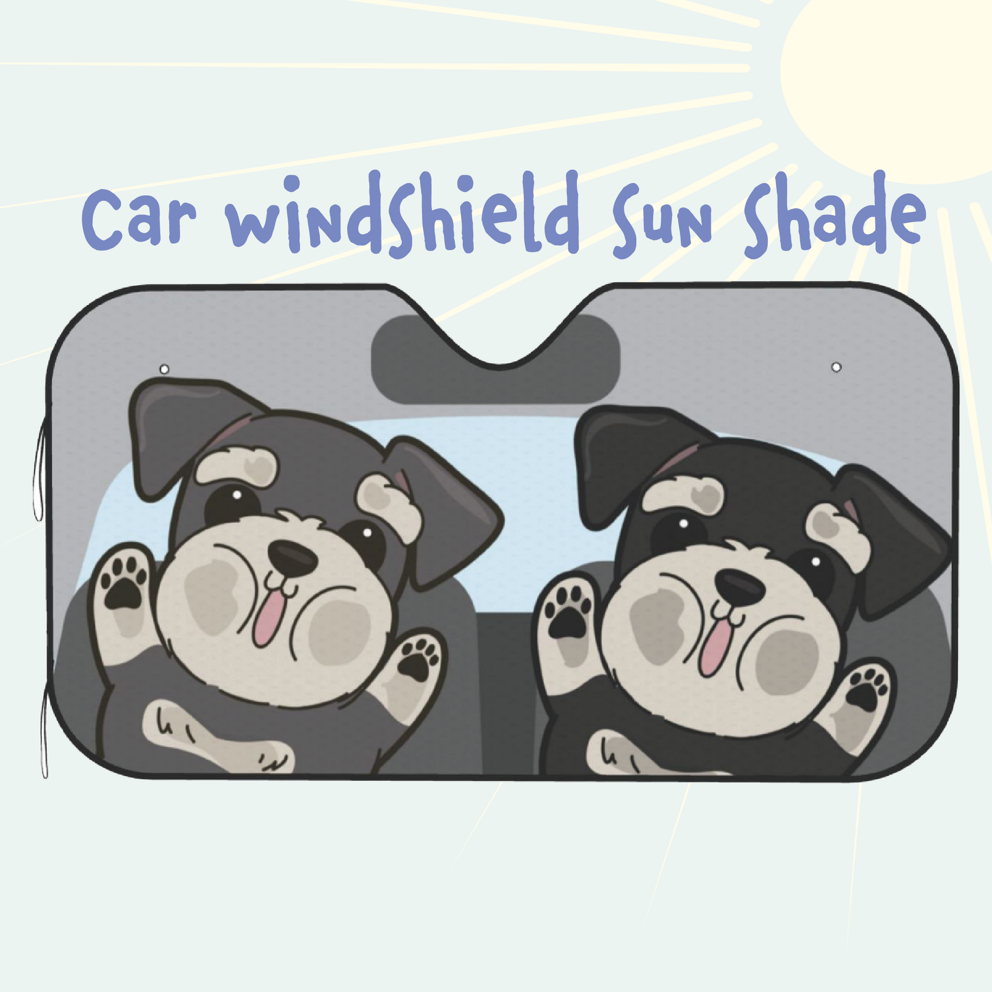 Schnauzer Car Windshield Sun Shade, Cute Dog UV Protector, Pet Auto Sunshade - Pawsome Island